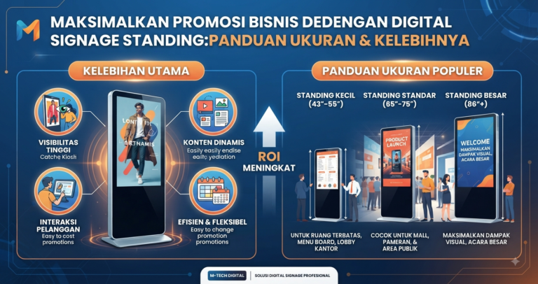 Maksimalkan Promosi Bisnis dengan Digital Signage Standing: Panduan Ukuran & Kelebihannya