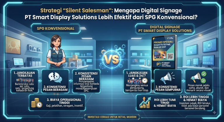 Strategi “Silent Salesman”: Mengapa Digital Signage PT Smart Display Solutions Lebih Efektif dari SPG Konvensional?