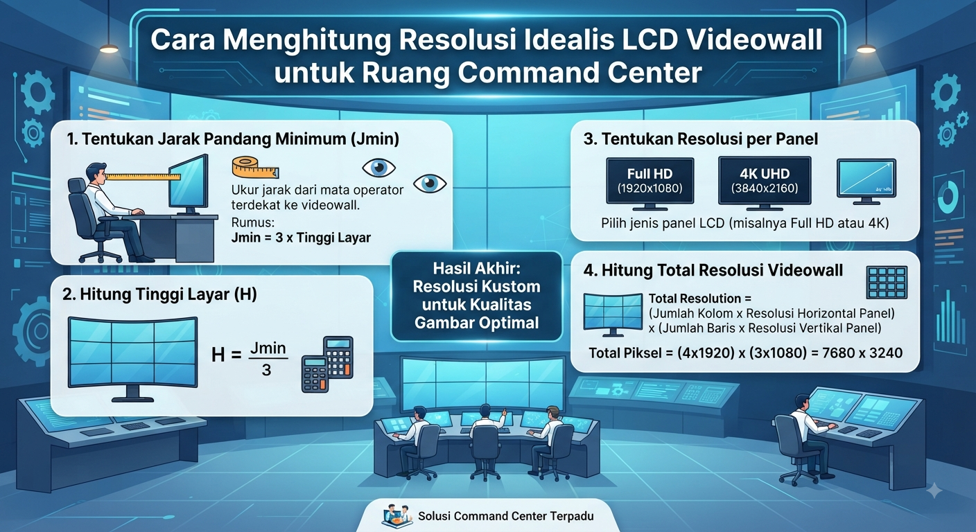 Cara Menghitung Resolusi Idealis LCD Videowall untuk Ruang Command Center