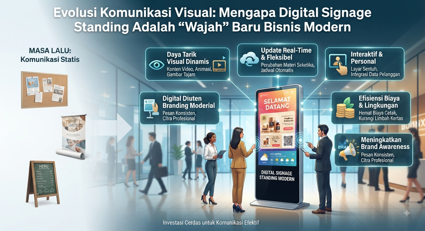 Evolusi Komunikasi Visual Mengapa Digital Signage Standing Adalah “Wajah” Baru Bisnis Modern