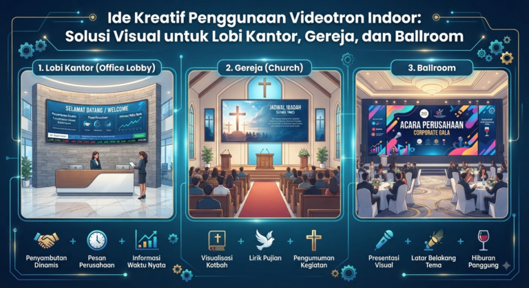 Ide Kreatif Penggunaan Videotron Indoor: Solusi Visual untuk Lobi Kantor, Gereja, dan Ballroom