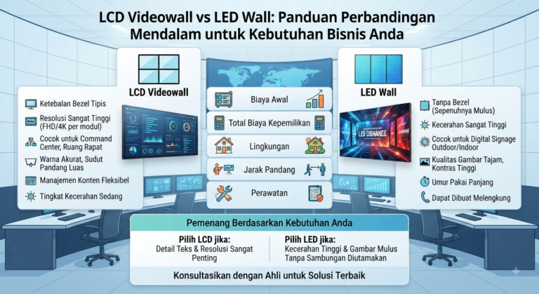 LCD Videowall vs LED Wall: Panduan Perbandingan Mendalam untuk Kebutuhan Bisnis Anda