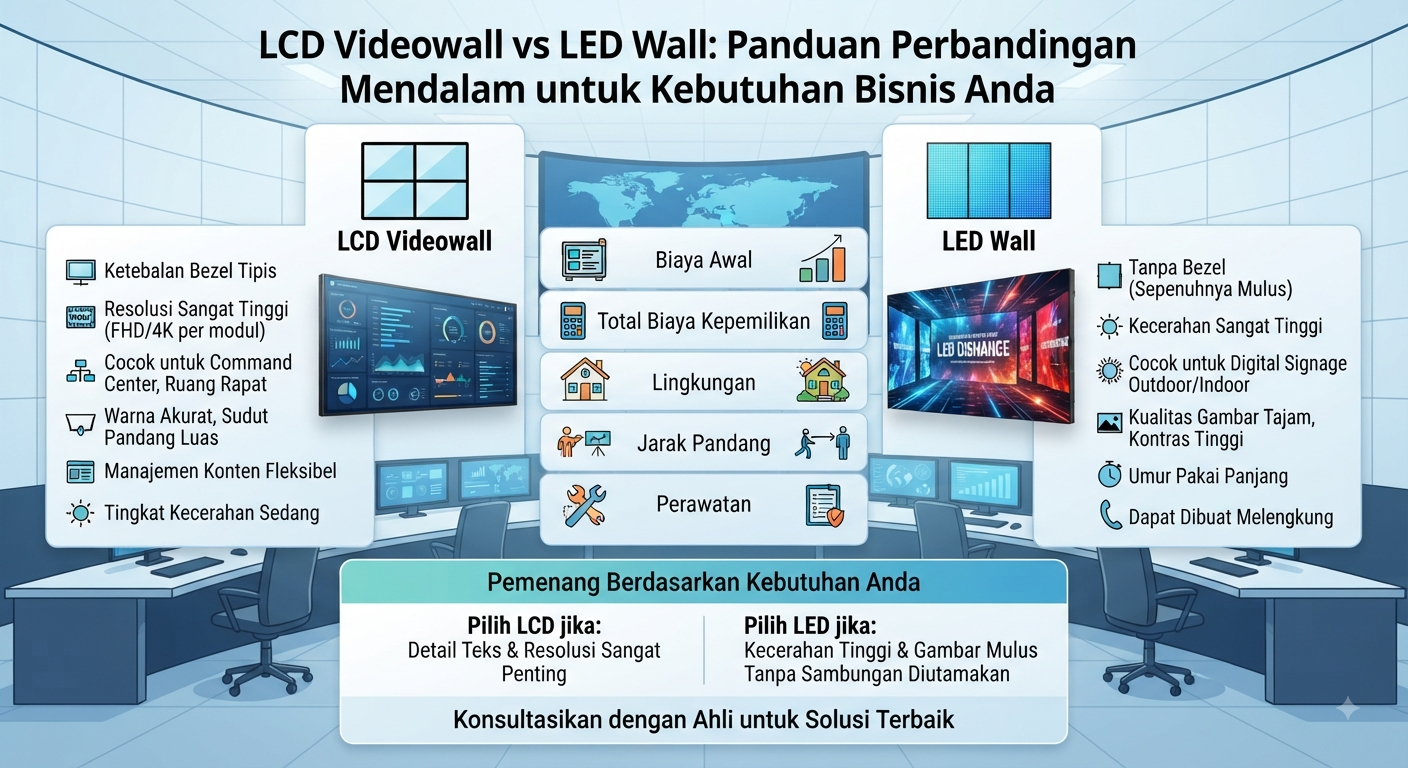 LCD Videowall vs LED Wall Panduan Perbandingan Mendalam untuk Kebutuhan Bisnis Anda