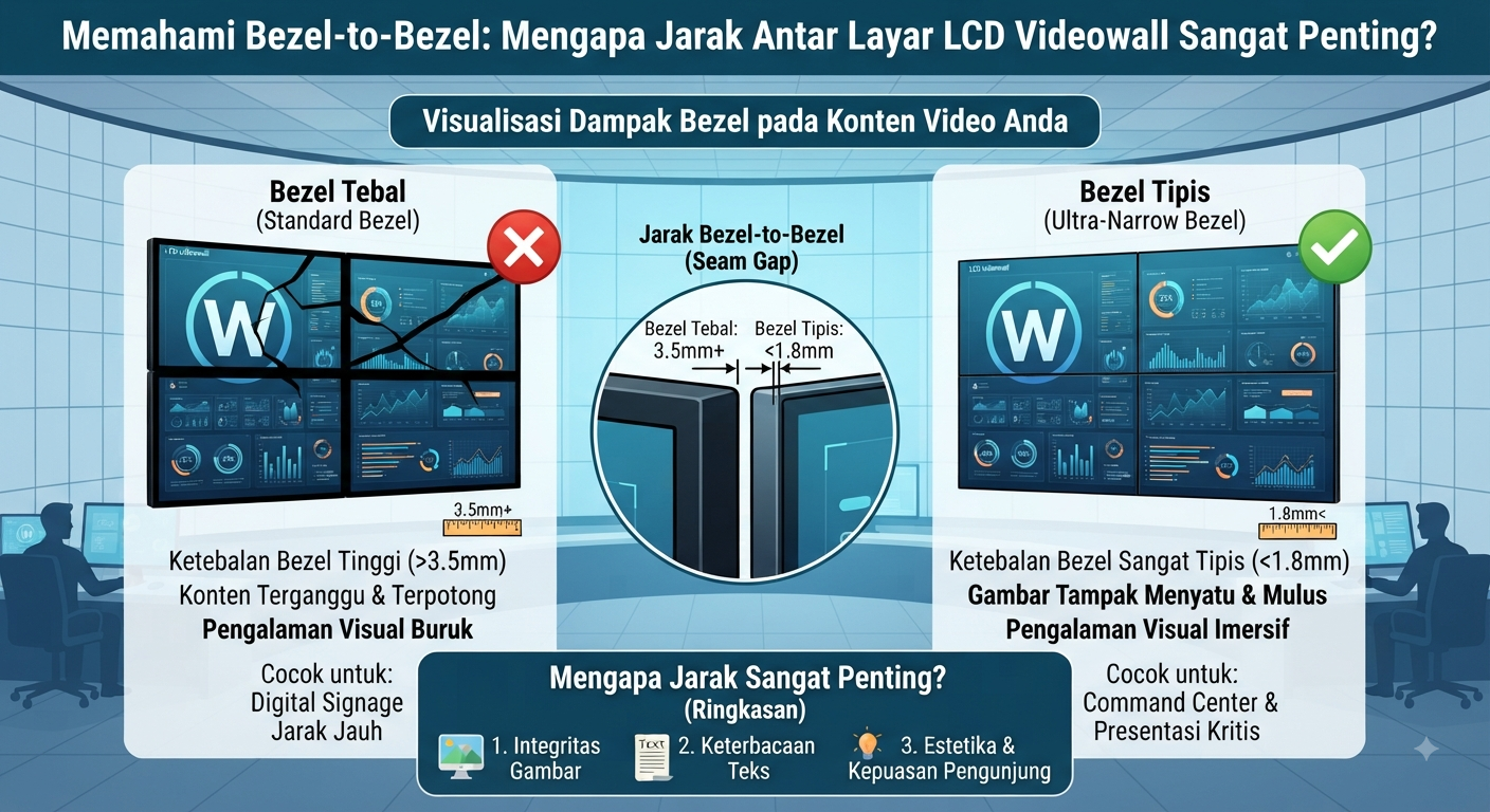 Memahami Bezel-to-Bezel Mengapa Jarak Antar Layar LCD Videowall Sangat Penting