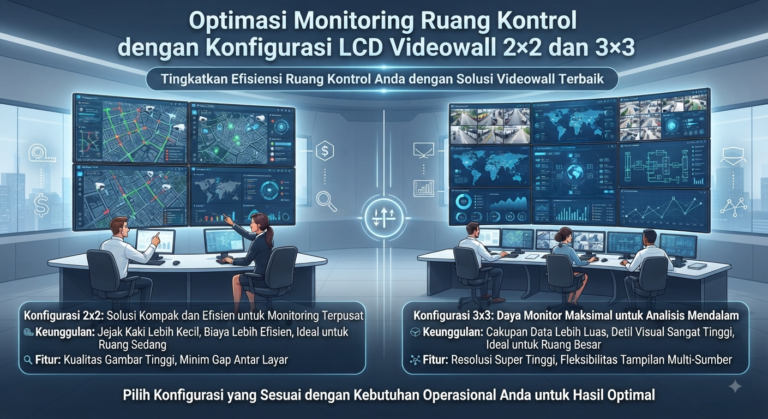 Optimasi Monitoring Ruang Kontrol dengan Konfigurasi LCD Videowall 2×2 dan 3×3