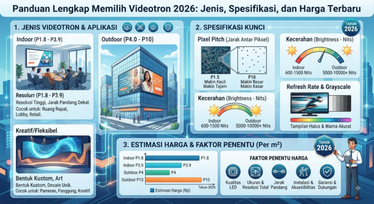 Panduan Lengkap Memilih Videotron 2026: Jenis, Spesifikasi, dan Harga Terbaru
