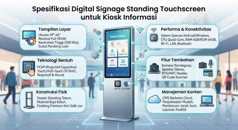 Spesifikasi Digital Signage Standing Touchscreen untuk Kiosk Informasi