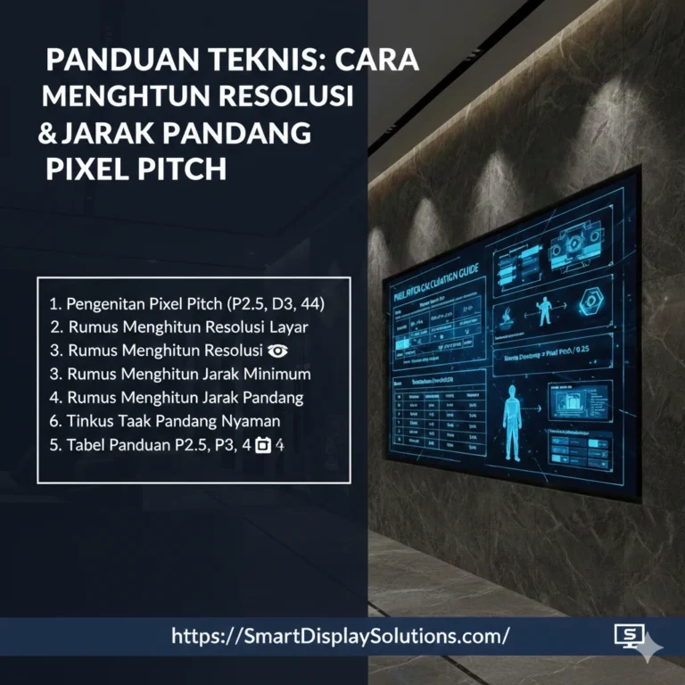 Panduan Teknis: Cara Menghitung Resolusi & Jarak Pandang Pixel Pitch (P2.5, P3, P4)